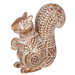 Decorative squirrel figurine with intricate floral-like patterns on a white background
