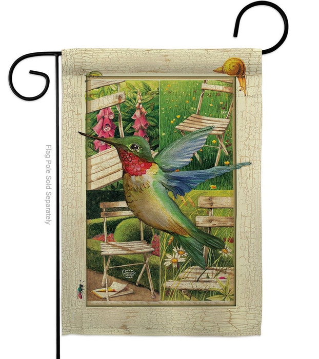 Scenic Vintage Hummingbird Garden Flag