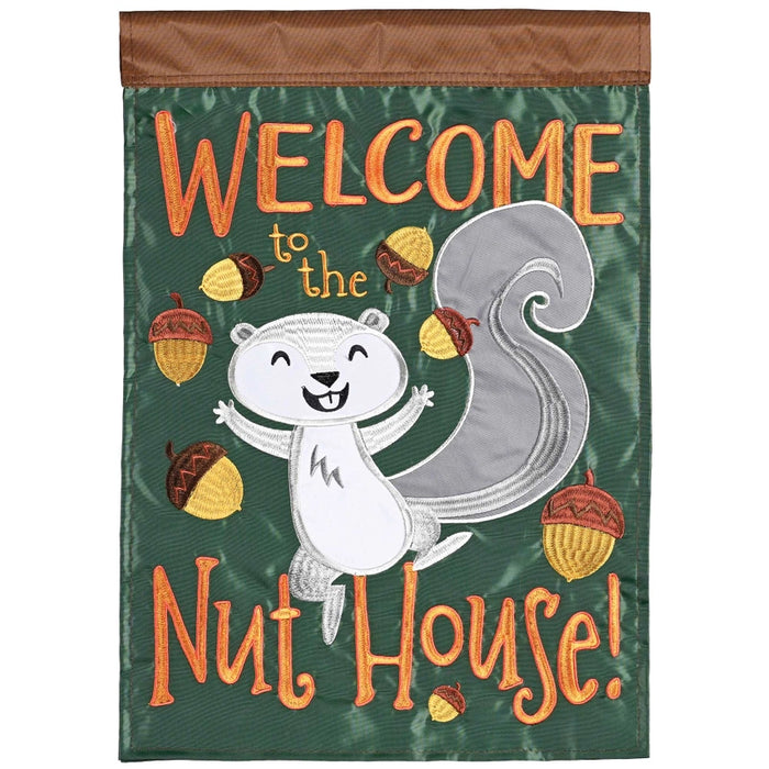 Welcome to the Nuthouse Garden Flag