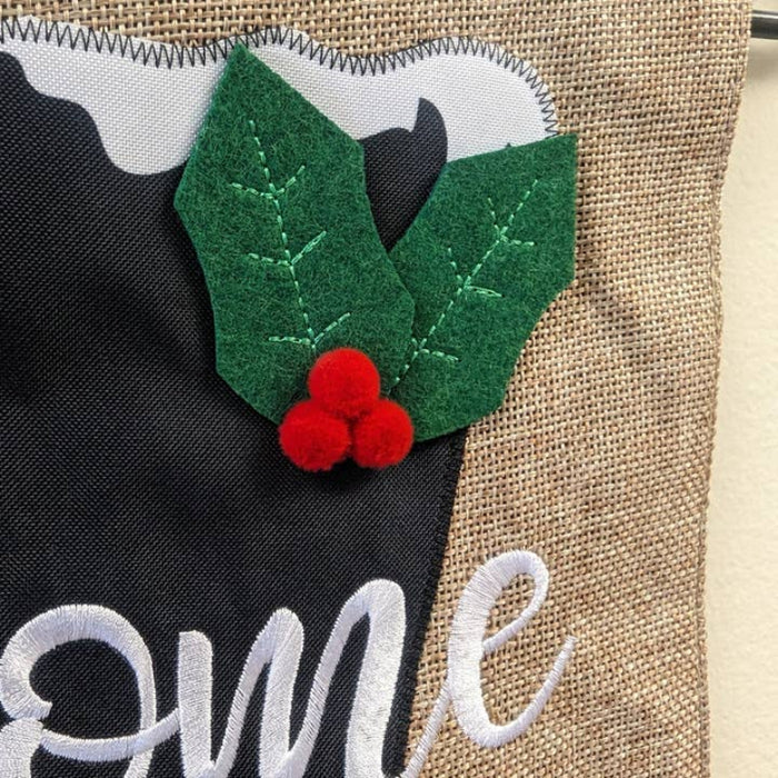 Snowman Top Hat Welcome Burlap Garden Flag
