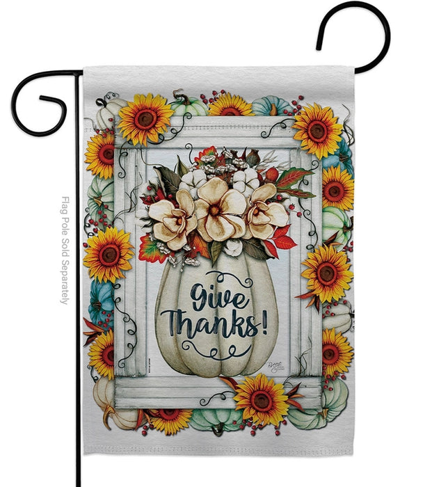 Give Thanks Cotton Pumpkin Garden Flag

