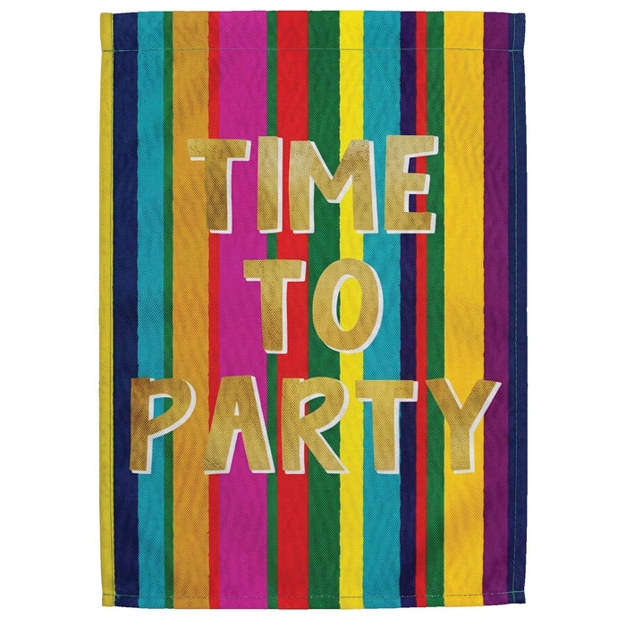 Time to Party Striped Garden Flag