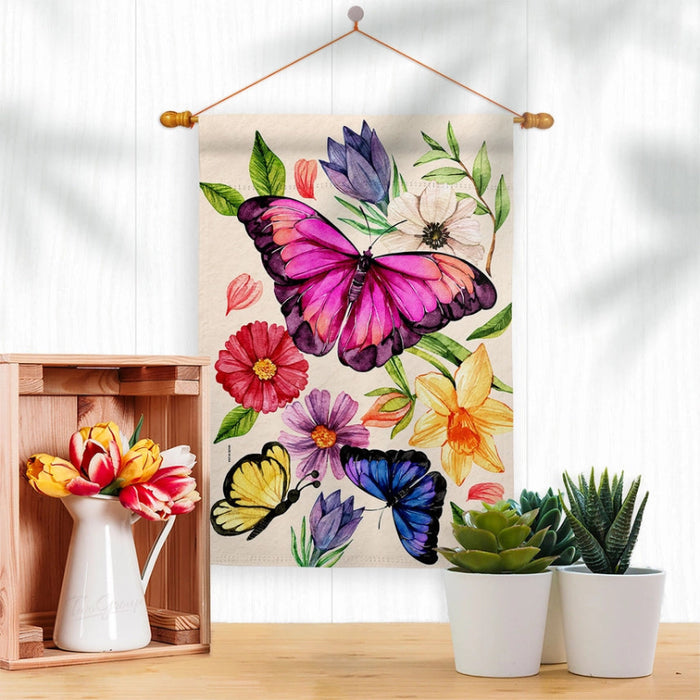 Watercolor Butterflies Banner Flag