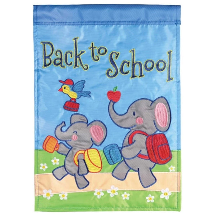 Back To School Elephants Garden Flag