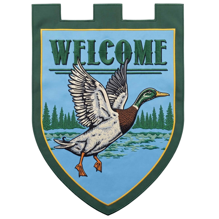 Welcome Mallard Applique Garden Flag