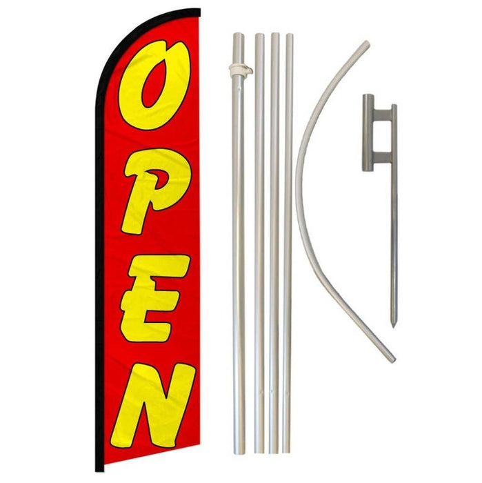 11.5' Open Red and Yellow Feather Flag & Pole Kit