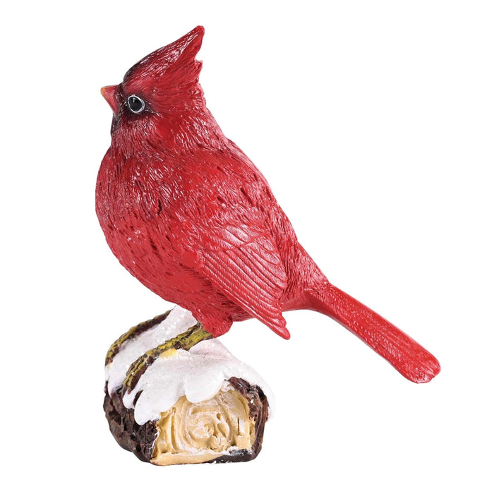 Cardinal on Snowy Log Figurine