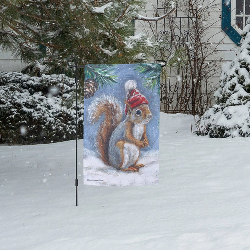 Winter Squirrel Garden Flag