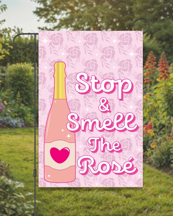 Stop and Smell the Rosé Garden Flag
