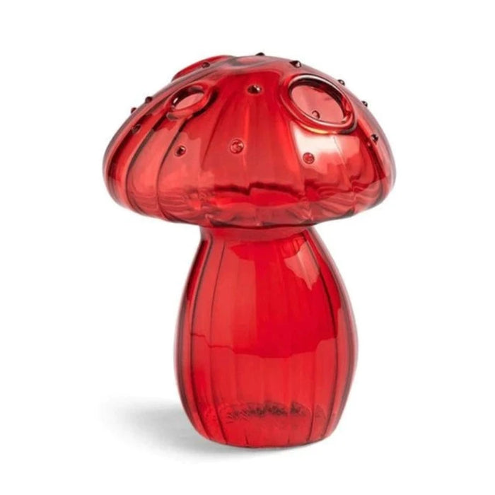 Red Mini Glass Mushroom Bud Vase