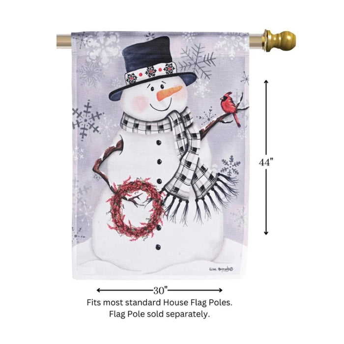 Snowman w/ Berry Wreath Banner Flag