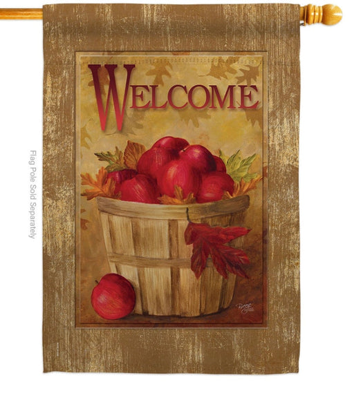 Welcome Apple Basket Banner Flag