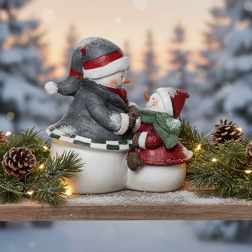 Bundled Up Snowmen Resin Figurine