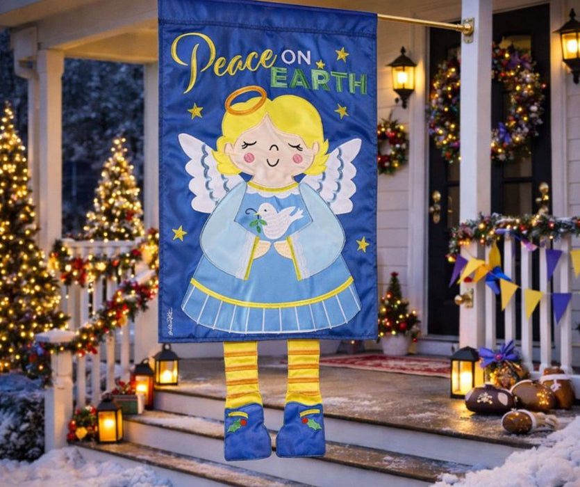 Peace on Earth Angel Crazy Legs Banner Flag