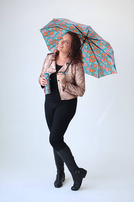 Teal Tango Wine Bottle Umbrella
