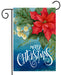 Merry Christmas Poinsettia Blue Garden Flag