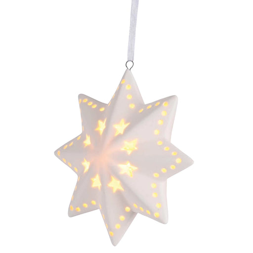 4" Porcelain Star LED Light-Up Ornament