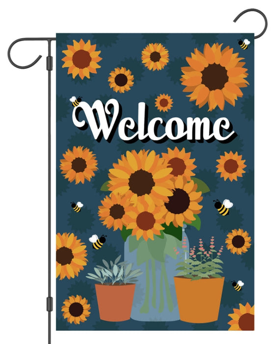Welcome Sunflower Jar Garden Flag