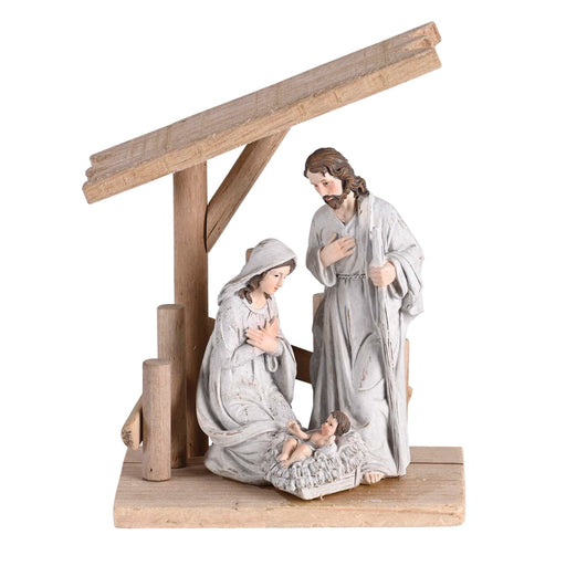 Holy Family in Wooden Creche Figurine