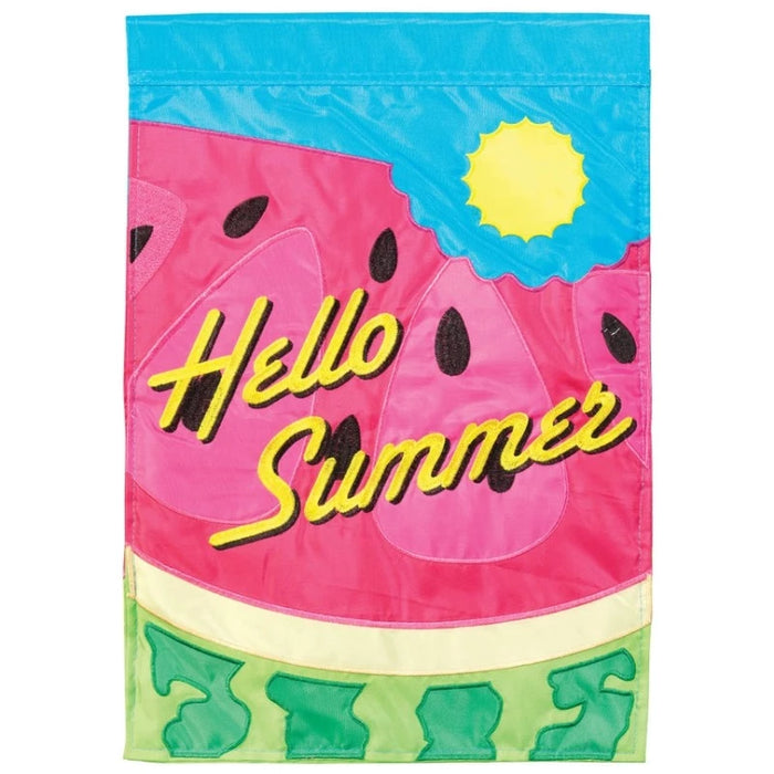 Hello Summer Watermelon Banner Flag