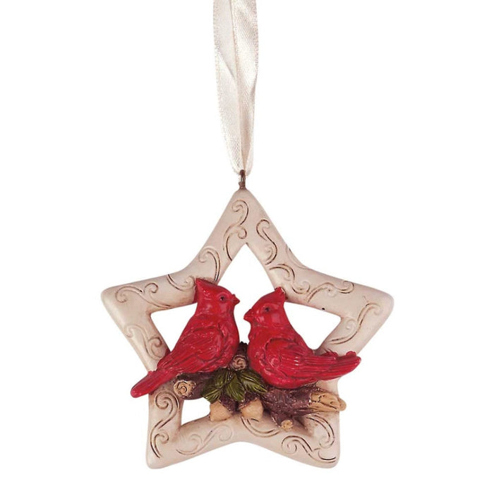 White Star with Cardinals Ornament