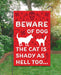 Beware of Dog & Shady Cat Garden Flag