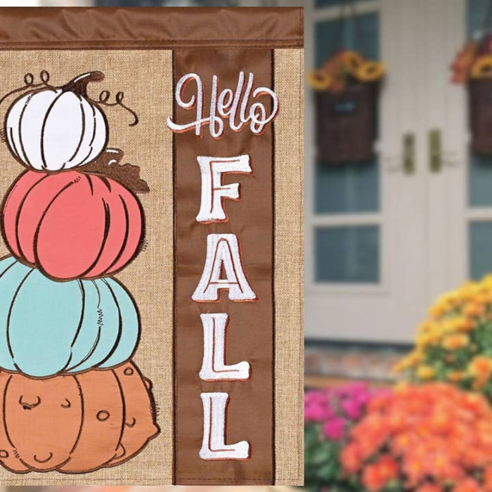 Multi-Color Pumpkins Hello Fall Garden Flag