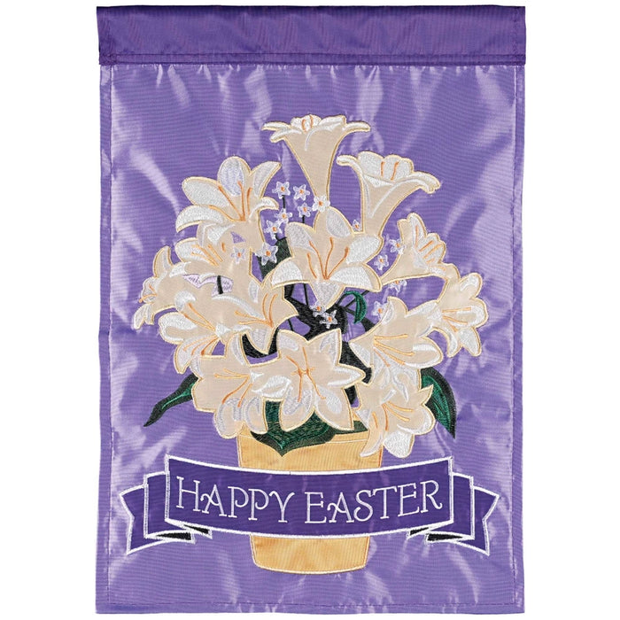 Happy Easter Lily Basket Garden Flag