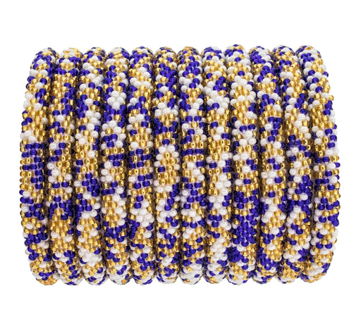 Roll-On® Beaded Bracelet - Speckled Gold and Navy
