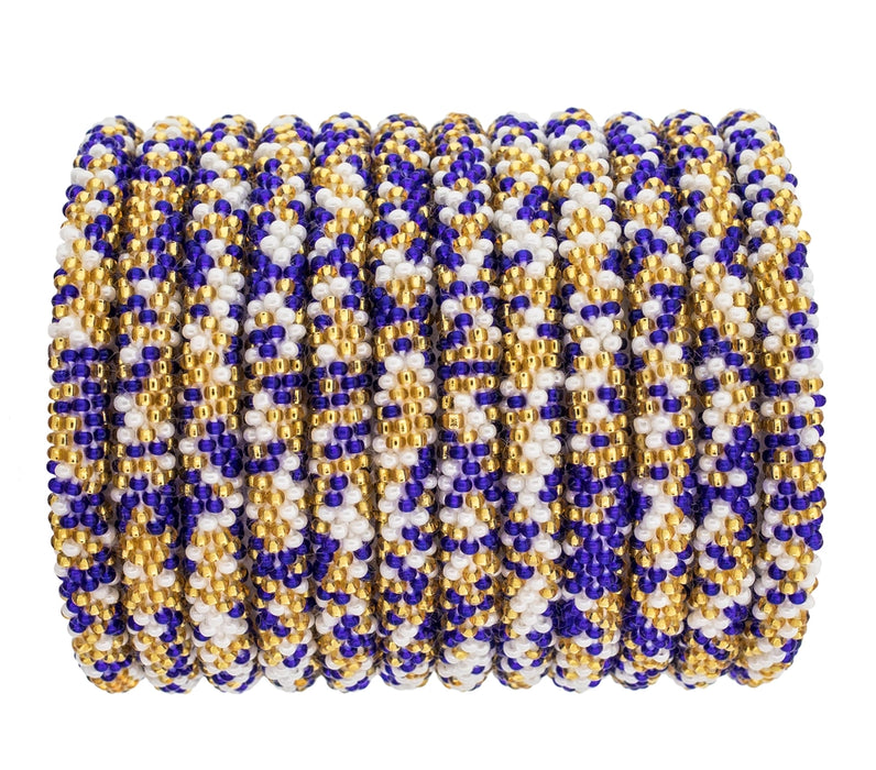 Roll-On® Beaded Bracelet - Speckled Gold and Navy