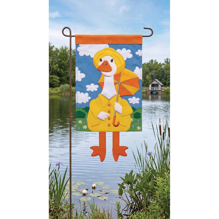 Goose in Raincoat Crazy Legs Garden Flag