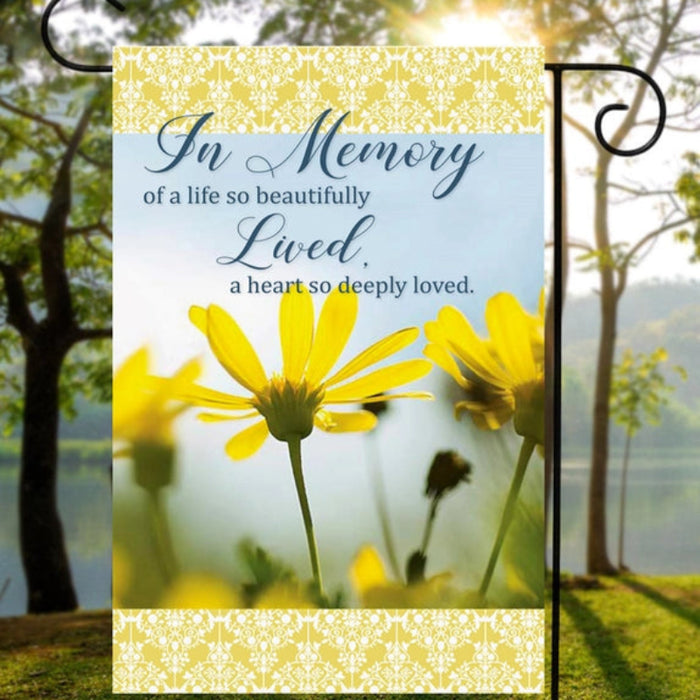 In Memory Yellow Floral Garden Flag