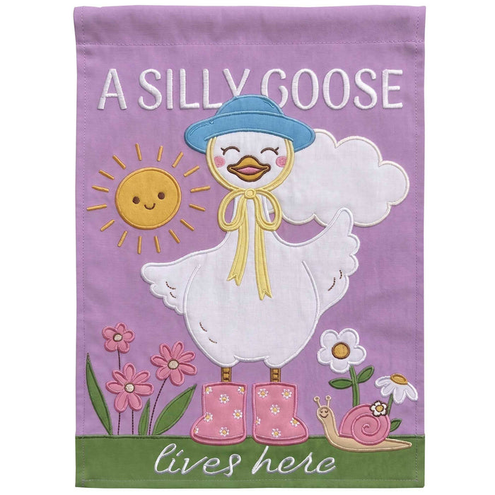 Silly Goose Lives Here Garden Flag