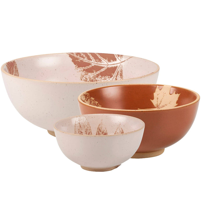 Fall Leaves Stoneware Bowl Set