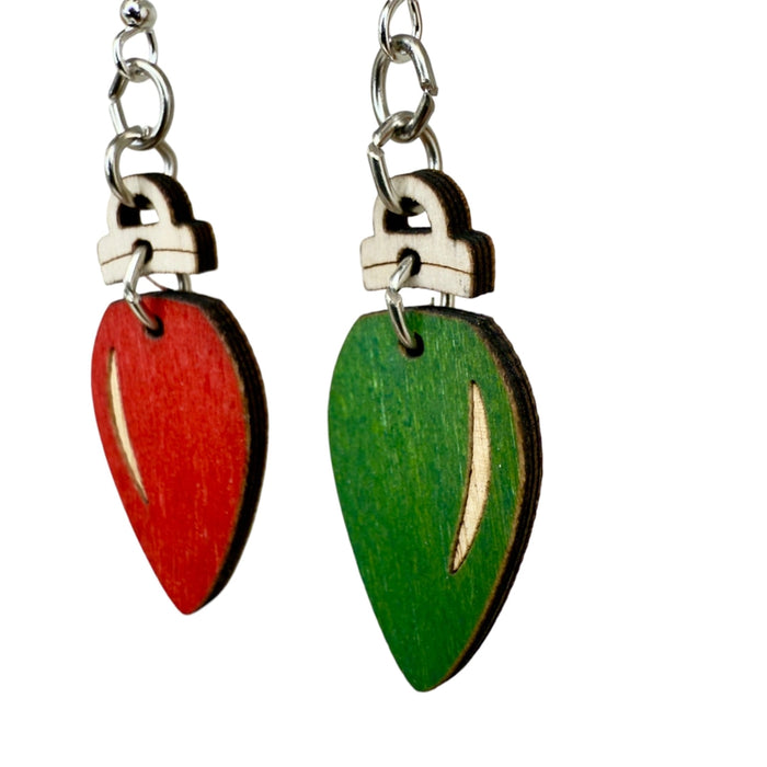 Christmas Light Bulbs Wood Earrings