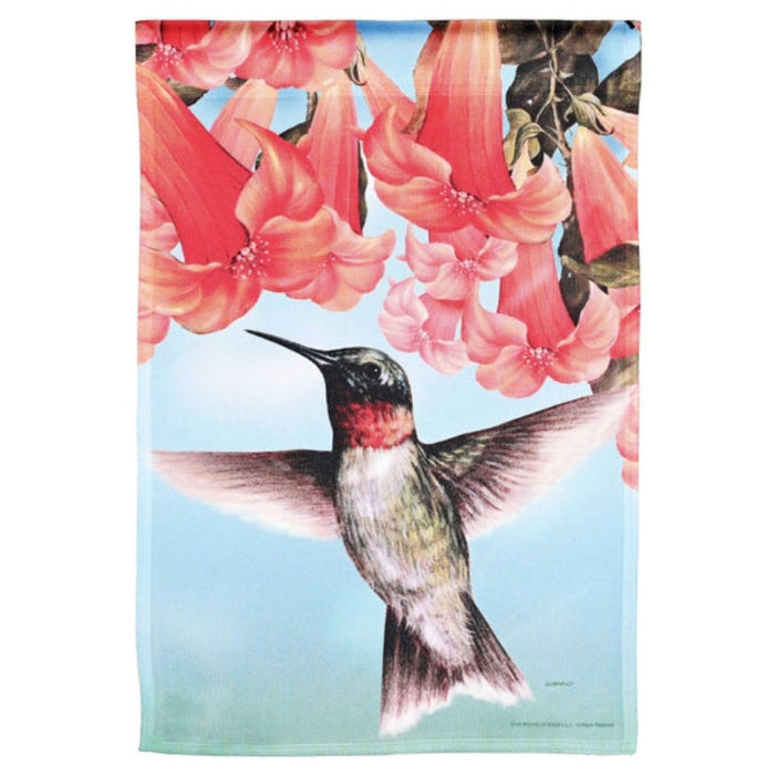 Hummingbird Orange Flowers Banner Flag