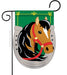 Derby Horse in Horseshoe Applique Garden Flag