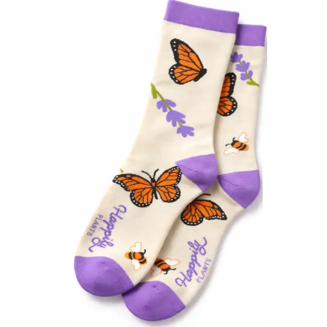 Monarch Butterfly & Honey Bees Women's Crew Socks