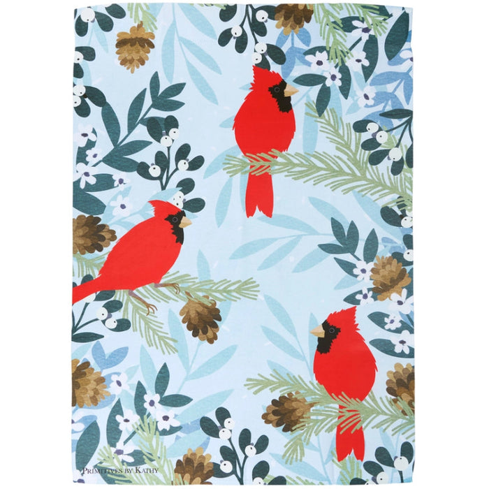 Cardinals on Pine Trees Banner Flag