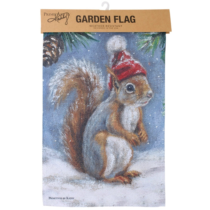 Winter Squirrel Garden Flag