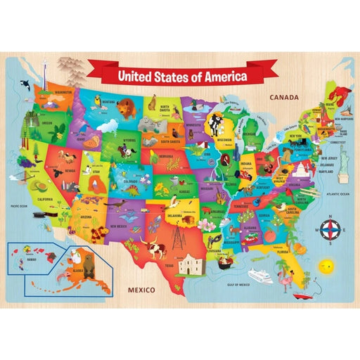 USA Map 44 Piece Wooden Puzzle