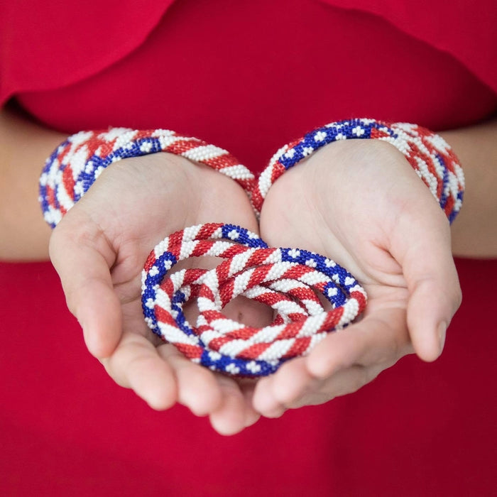Roll-On® Beaded Bracelet - Stars and Stripes