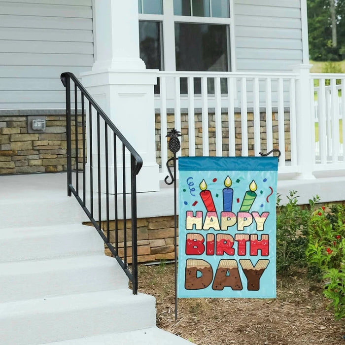 Happy Birthday Burlap Garden Flag