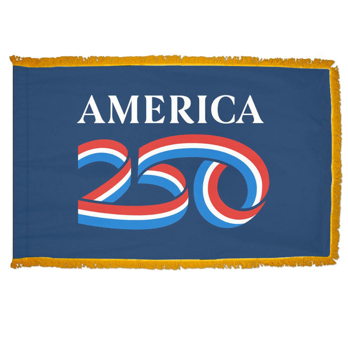3x5' America 250th Anniversary Blue Nylon Indoor Flag w/ Fringe