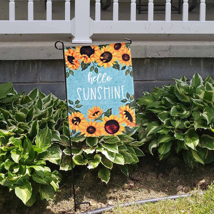 Sunshine Hello Teal Garden Flag