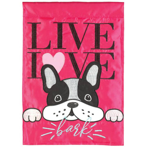 Live Love Bark Applique Garden Flag