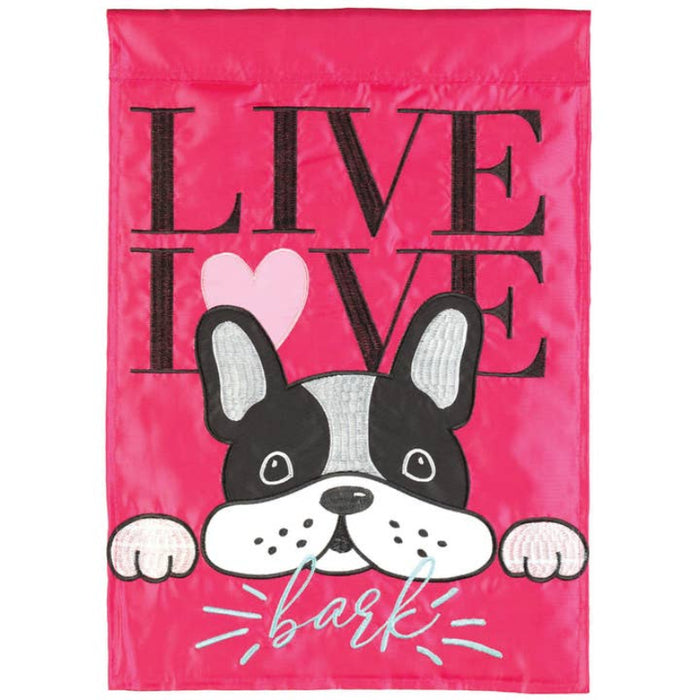 Live Love Bark Applique Garden Flag