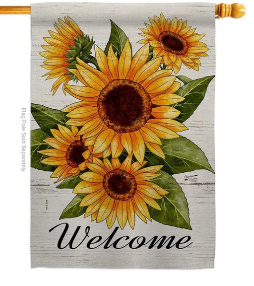 Happiness Sunflowers Banner Flag