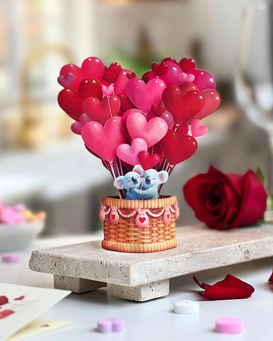 Mini Heart Balloons Pop-Up Bouquet w/ Note Card