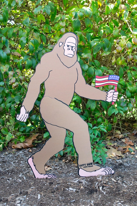 Patriotic Bigfoot Metal Yard Stake